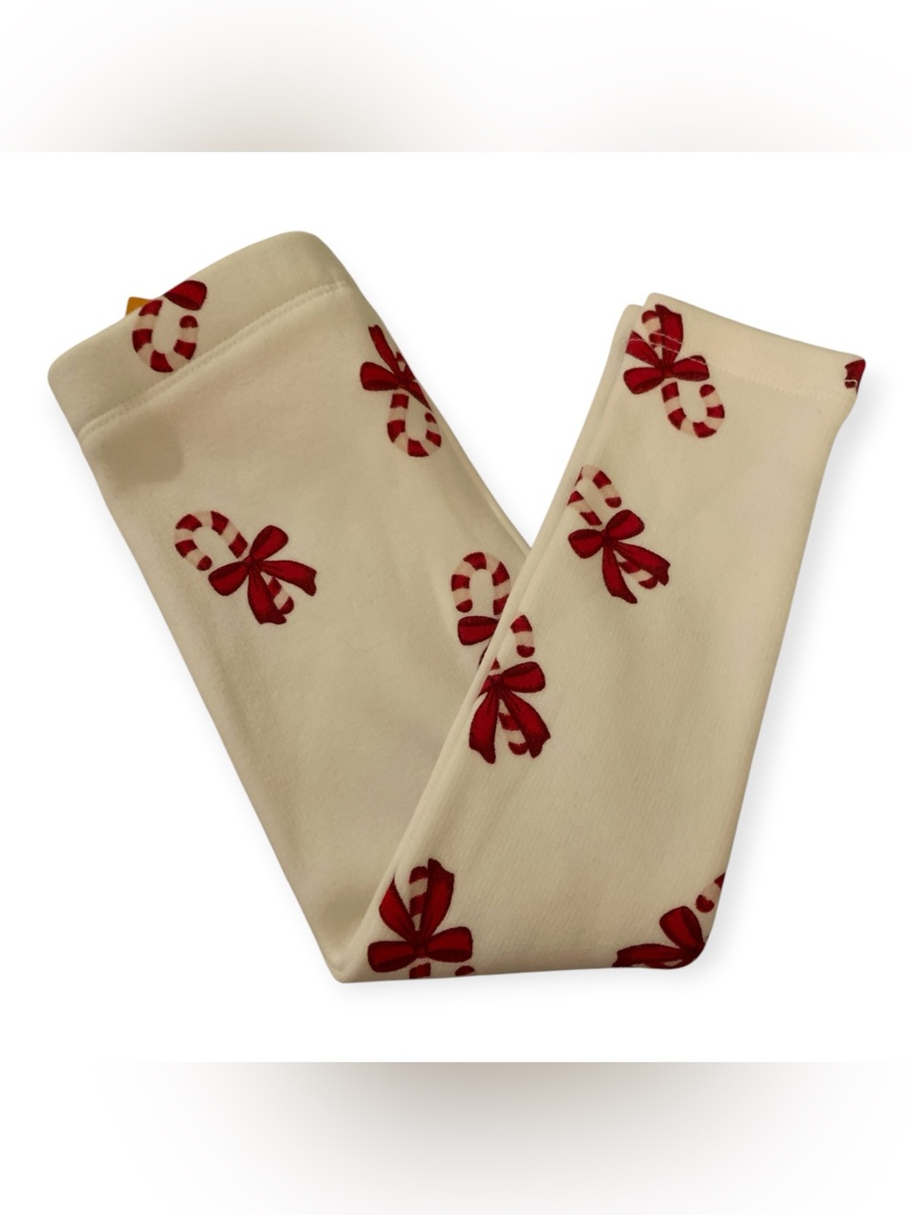 Gymboree Cream Leggings with Red Candy Cane & Bow Print